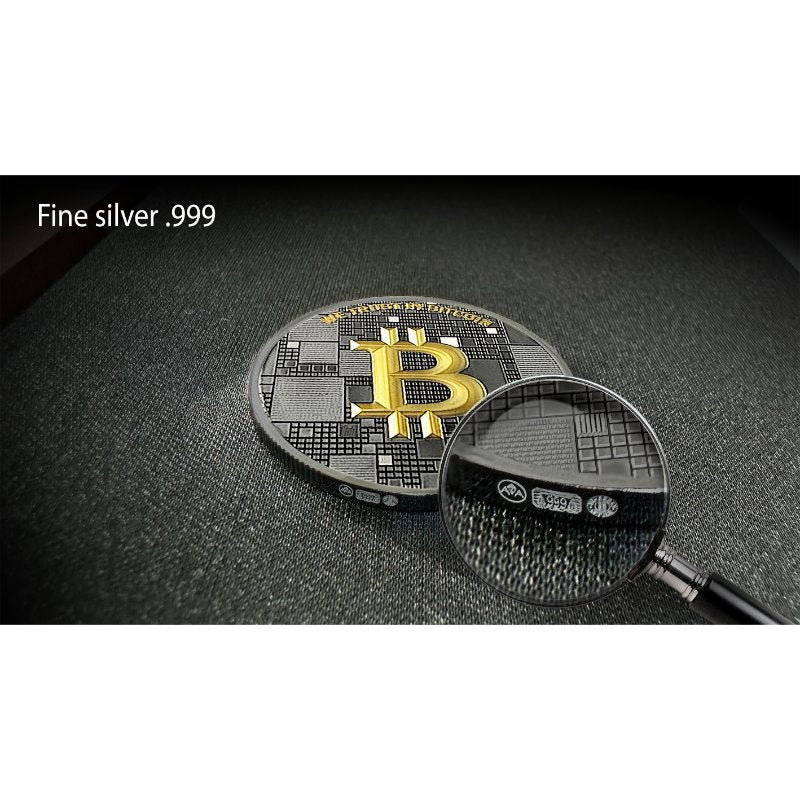 Satoshi Silver - #4 Fish Bitcoin Schwarzes Ruthenium + Gold in ApoPAXX