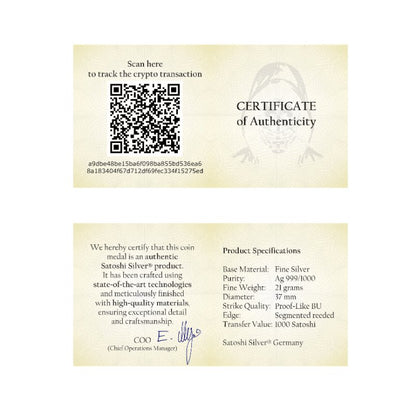 Satoshi Silver - #7 Whale Bitcoin Gold + Weißes Platin im Holz Etui