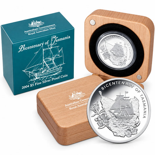 Australien 5 Dollar 2004 200 Jahre Tasmanien Silber Proof