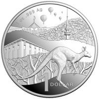 Alt-Text (für Bilder): Australien 2025 Silber Känguru Bush Capital 1 oz Polierte Platte RAM