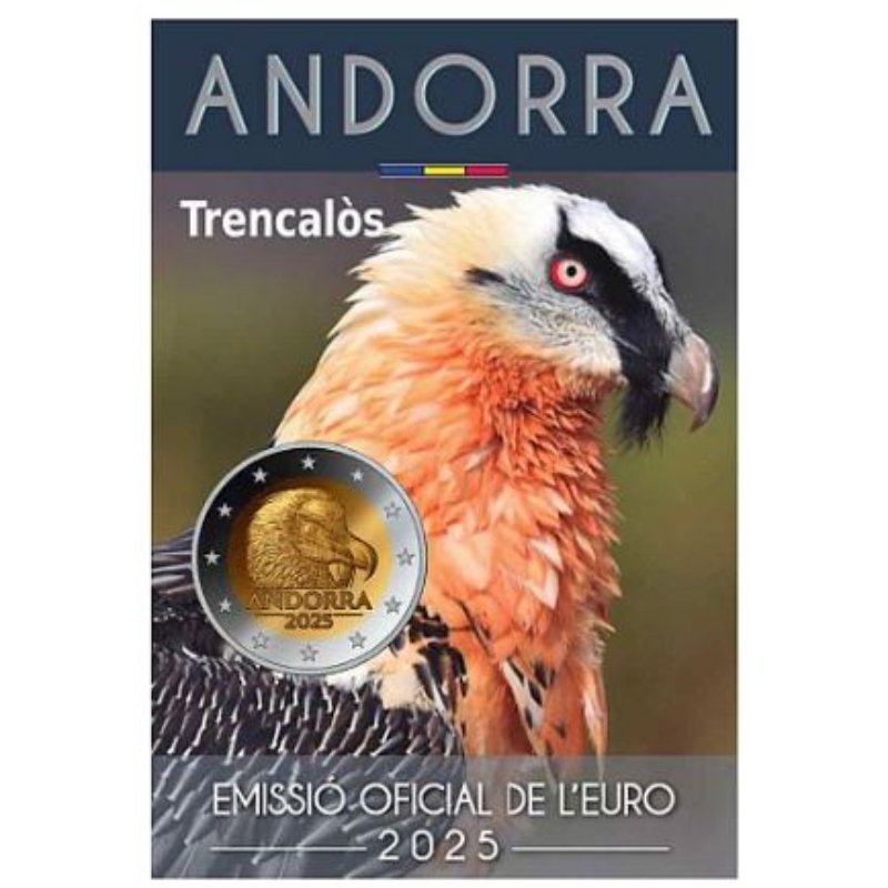 2 Euro Gedenkmünze Andorra 2025 Trencalòs Bartgeier im Blister