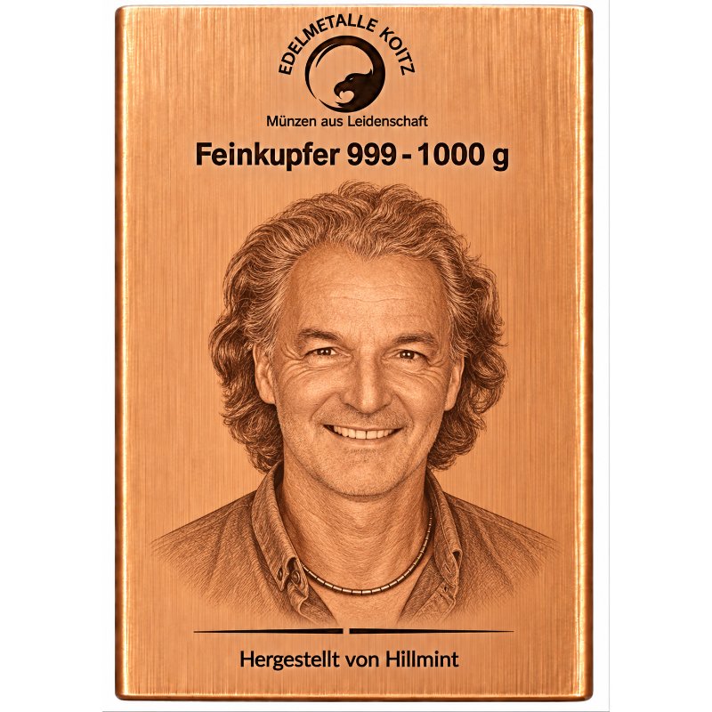 Personalisierter 1kg Kupferbarren mit Wunschfoto - 3 Stück