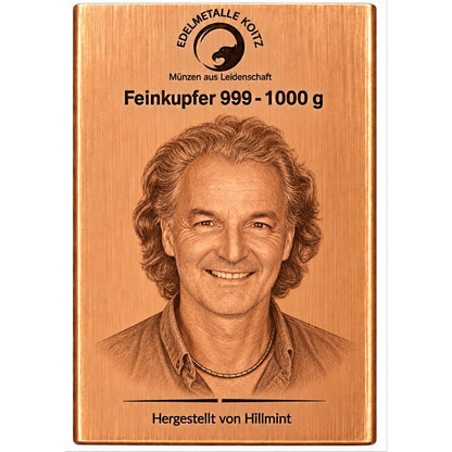 Personalisierter 1kg Kupferbarren mit Wunschfoto - 3 Stück