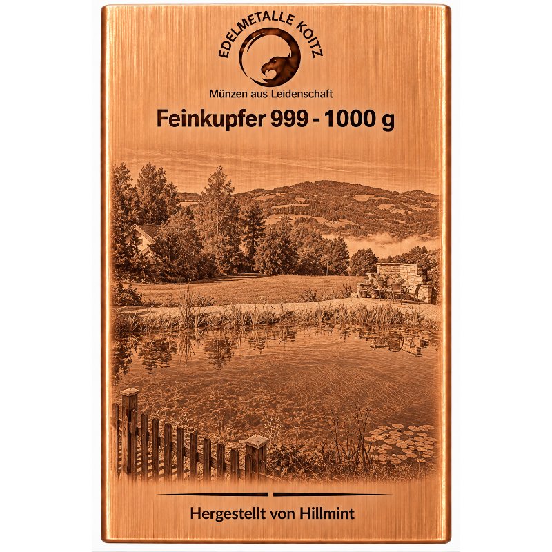 Personalisierter 1kg Kupferbarren mit Wunschfoto - 5 Stück