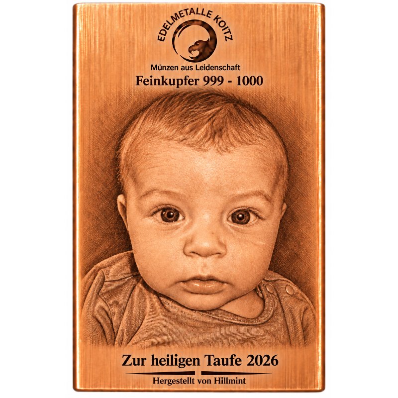 Personalisierter 1kg Kupferbarren mit Wunschfoto - 10 Stück