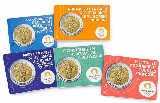 Frankreich 2 Euro 2022 Olympia 2024 Set 5 Coincards