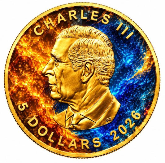 Harmony of Opposites Maple Leaf 2026 1 oz Silber 24K Gold Color