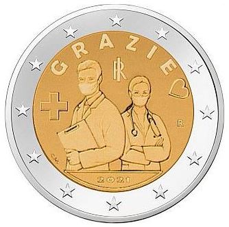 Italien 2 Euro 2021 Grazie medizinische Fachkräfte
