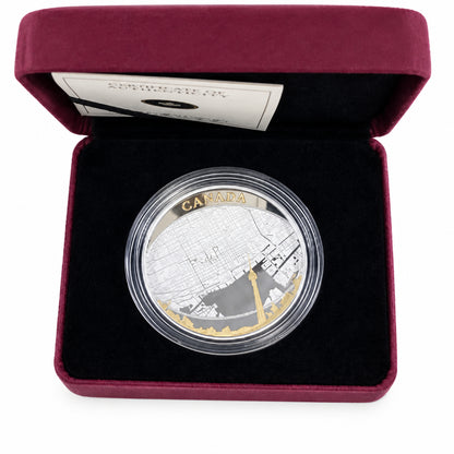 Kanada 25 Dollar 2011 Stadtplan von Toronto Silber vergoldet Proof