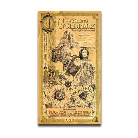 Wyoming Goldback Goldnote 1/1000 oz