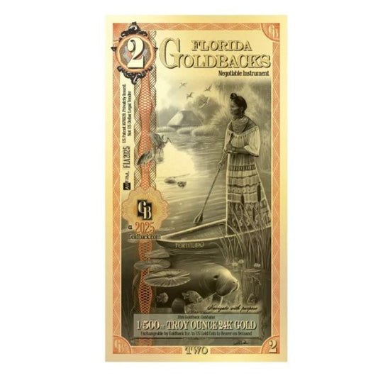 Florida 2 Goldbacks Goldnote 1/500 oz