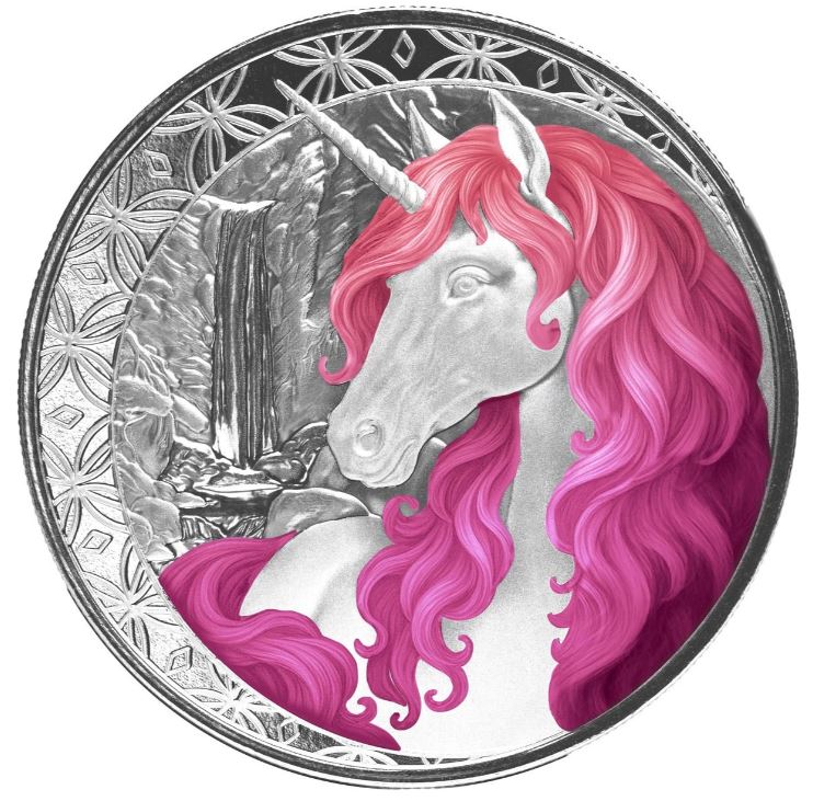 Fidschi Unicorn Roselle 2025 1 oz Silber koloriert