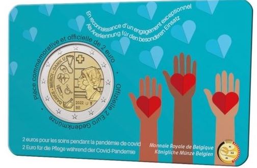 Belgien 2 Euro Gedenkmünze 2022 Pflege in der Pandemie Coincard FR