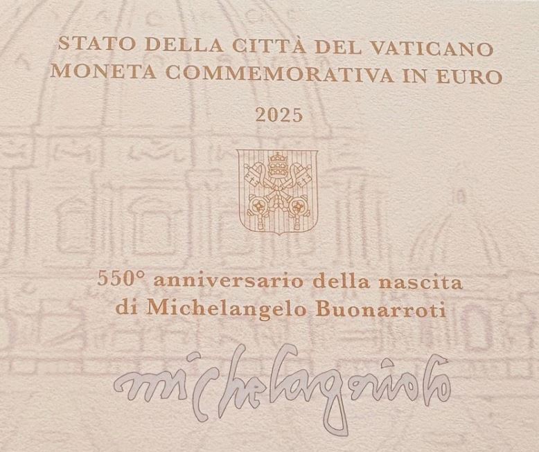 Vatikan 2 Euro 2025 Michelangelo 550. Geburtstag im Folder