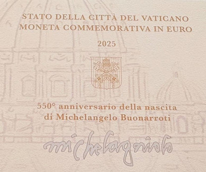 Vatikan 2 Euro 2025 Michelangelo 550. Geburtstag im Folder