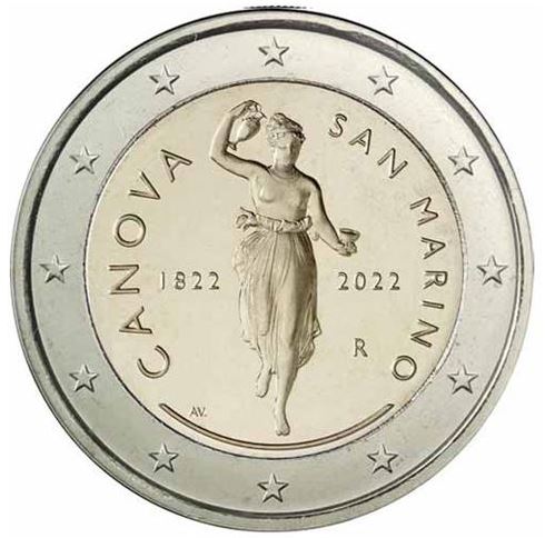 San Marino 2 Euro 2022 Antonio Canova 200. Todestag