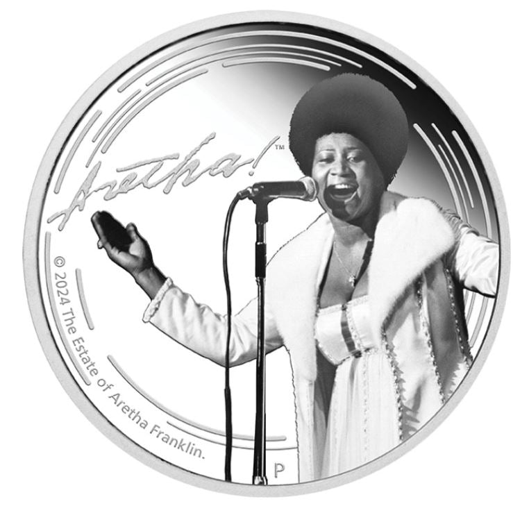 Aretha Franklin 2024 Silbermünze Proof koloriert