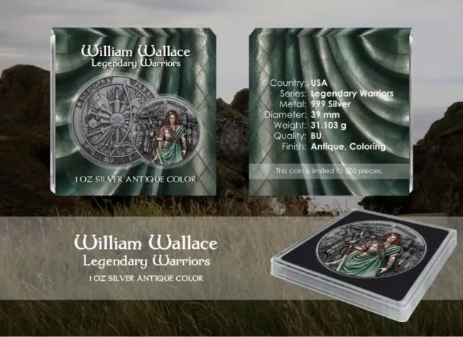 Legendary Warriors William Wallace 2026 Color 1 oz Silbermedaille
