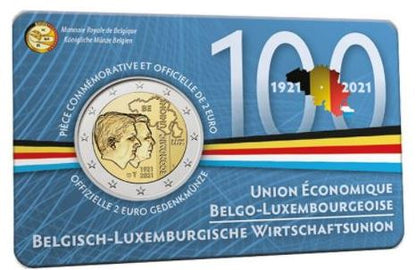 Belgien 2 Euro 2021 Wirtschaftsunion Frankreich Coincard