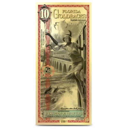 Florida 10 Goldbacks Goldnote 1/100 oz