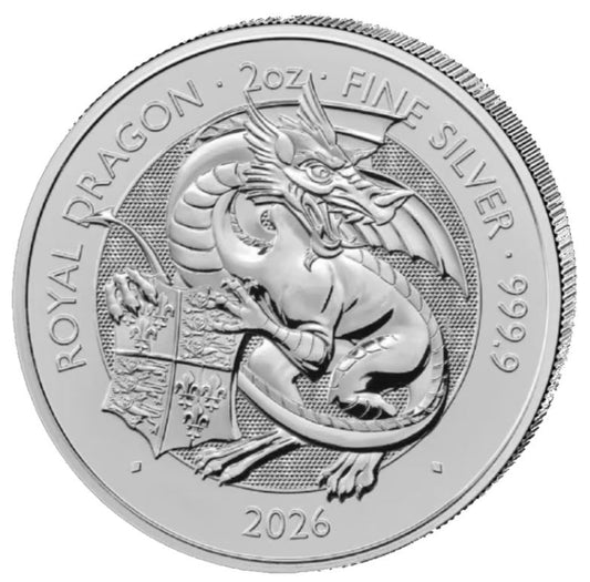Royal Dragon 2026 2 oz Silbermünze Tudor Beasts