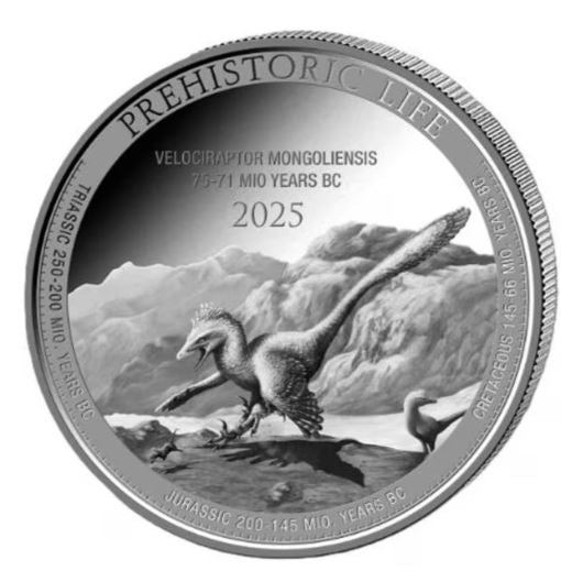 Velociraptor 2026 Silbermünze 1 oz BU Prehistoric Life II Kongo