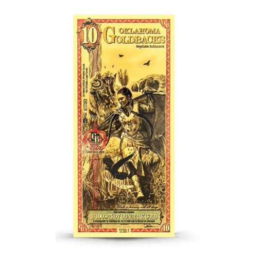 Oklahoma 10 Goldbacks Goldnote 1/100 oz