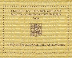 2 Euro Vatikan 2009 Astronomie Gedenkmünze im Folder