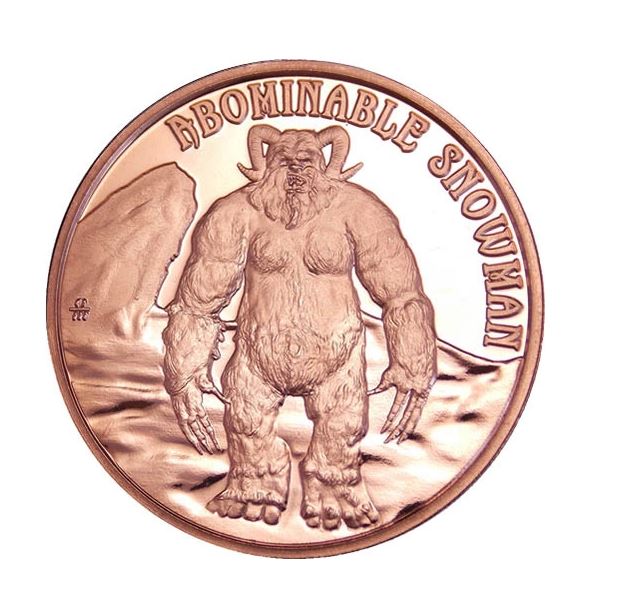 Cryptid Creatures Abominable Snowman 1 oz Kupfermedaille