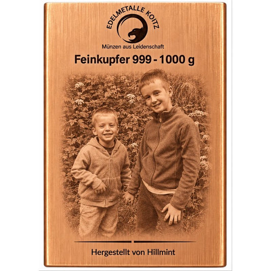 Personalisierter 1kg Kupferbarren mit Wunschfoto
