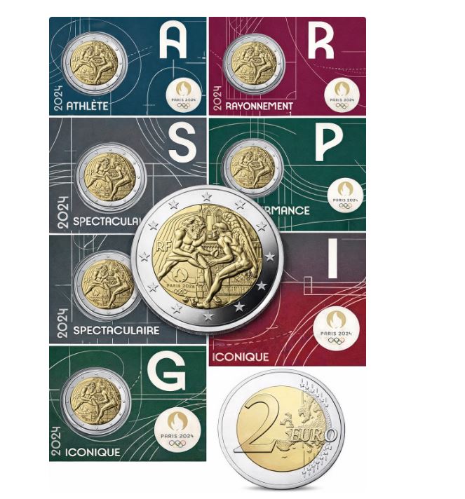 Frankreich 2€ 2024 - Set Olympia 2024 5x CC
