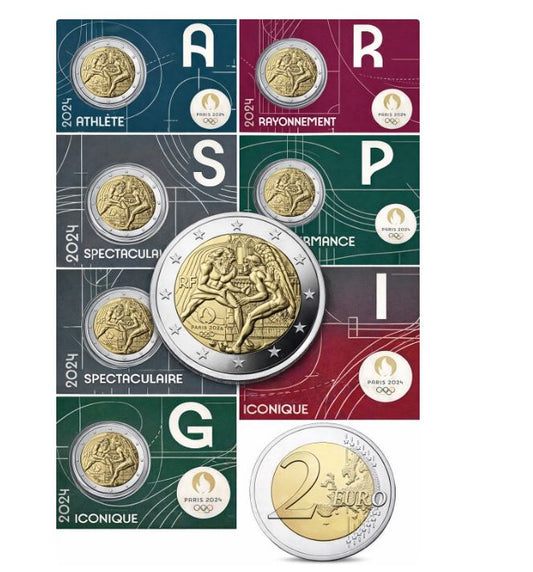 Frankreich 2€ 2024 - Set Olympia 2024 5x CC