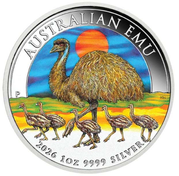 Australischer Emu koloriert 1 oz Silber 2026 | Perth Mint
