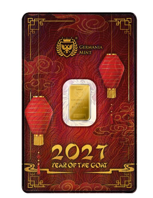 Germania Mint Goldbarren 1 g Year of the Goat Au999.9