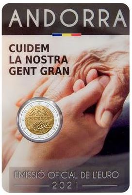 Andorra 2 Euro 2021 Senioren Gedenkmünze Coincard