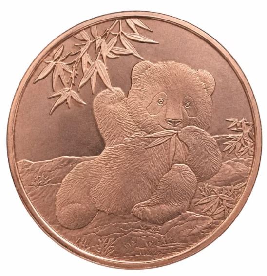 Panda 5 oz Kupfermedaille mit Bambus und Himmelstempel