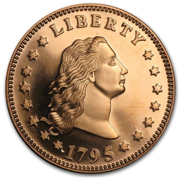 1oz Kupfer #15 Flowing Hair Liberty