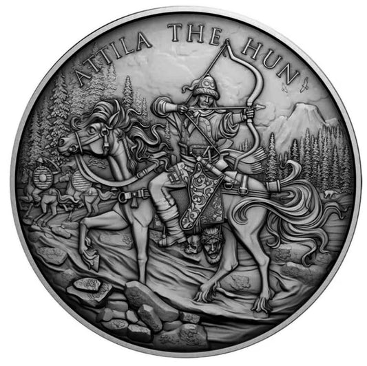 Legendary Warriors Attila der Hunne 1 oz Silbermedaille antik