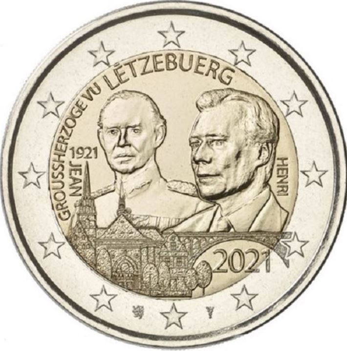 Luxemburg 2 Euro 2021 Großherzog Jean Relief