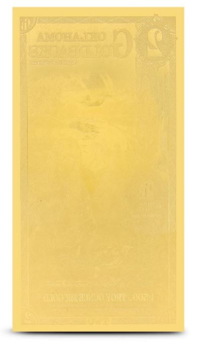 Oklahoma 2 Goldbacks Goldnote 1/500 oz