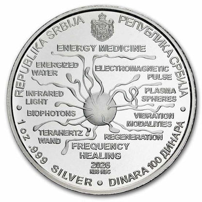 Serbien Tesla Energy Medicine 2026 Silbermünze 1 oz