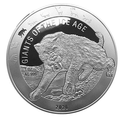 Ghana Säbelzahntiger 2020 – 1 oz Silber | Giants of the Ice Age