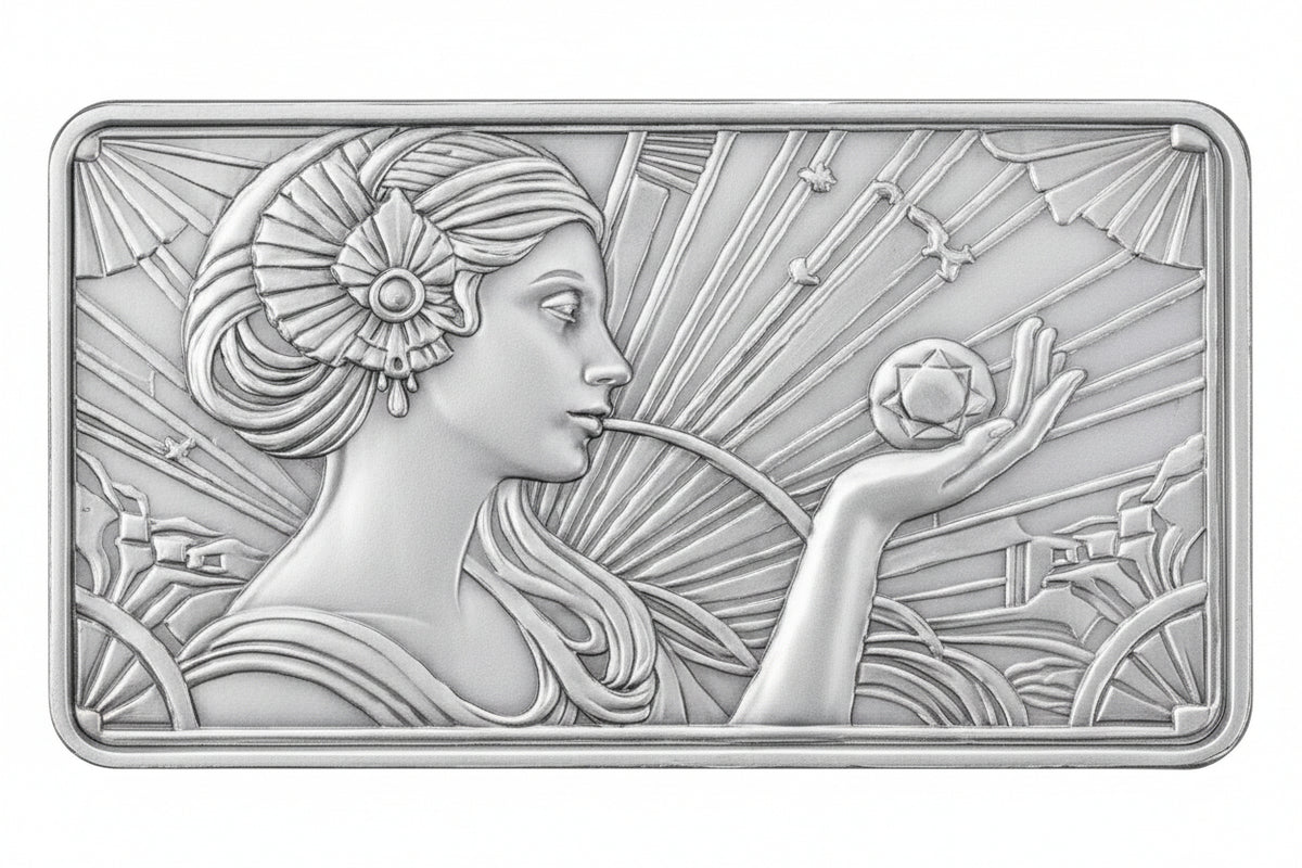 Hillmint Silberbarren 1 oz Jugendstil-Frauenmotiv mit Kristallkugel Silver 999