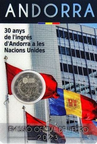 Andorra 2€ 2023 - 30 Jahre Mitglied der UNO