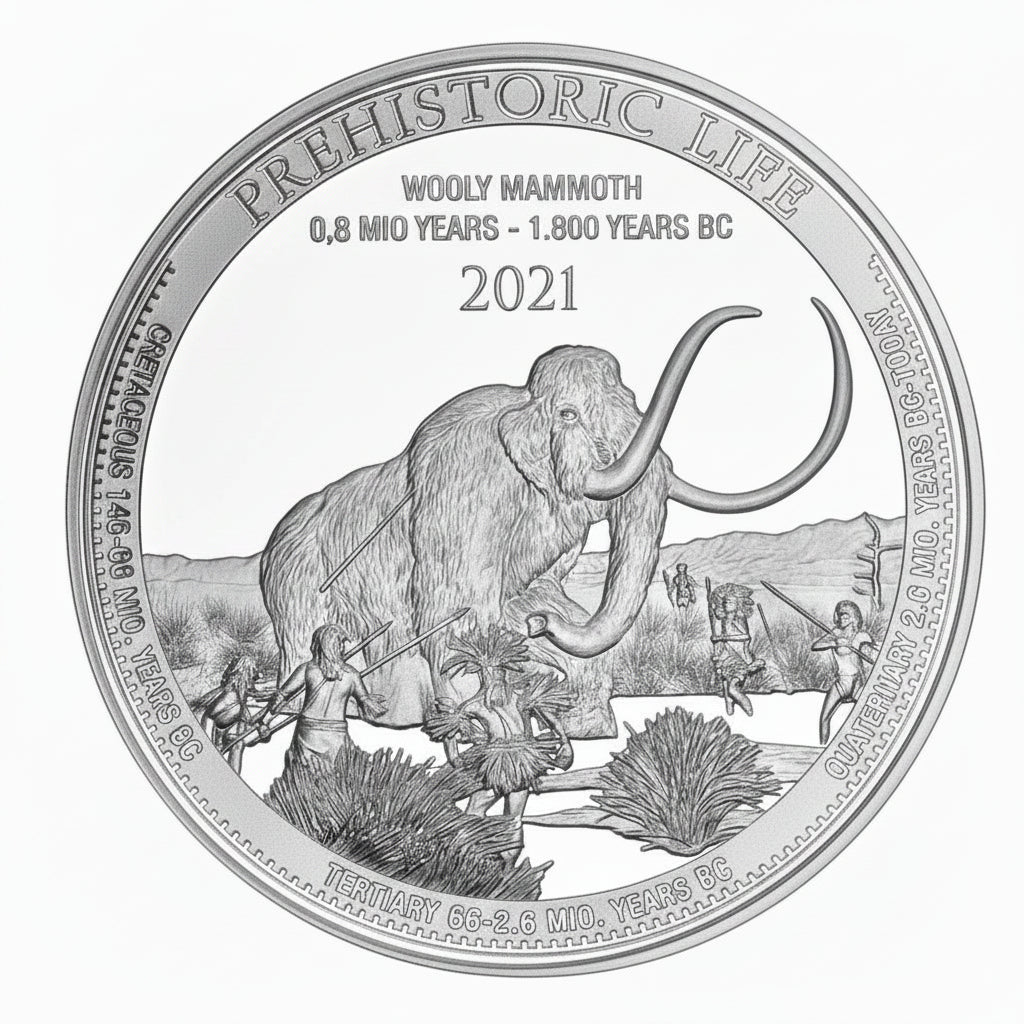 Kongo Prehistoric Life Wooly Mammoth 2021 1 oz Silbermünze