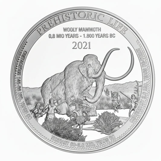Kongo Prehistoric Life Wooly Mammoth 2021 1 oz Silbermünze