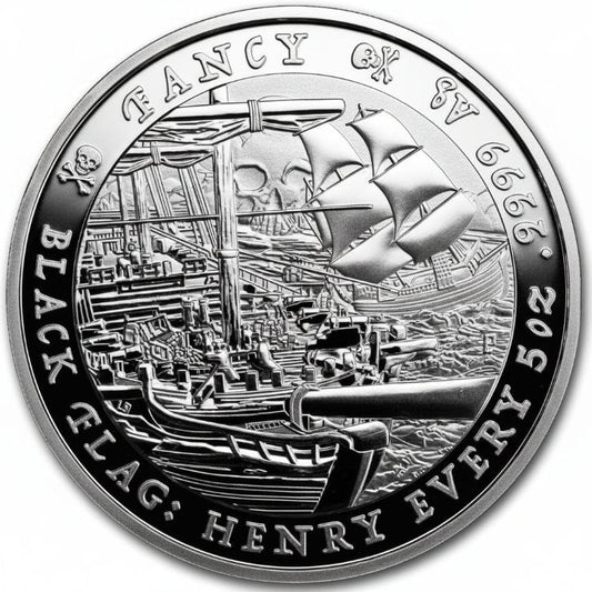 The Fancy 2023 5 oz Silbermünze Black Flag Tuvalu