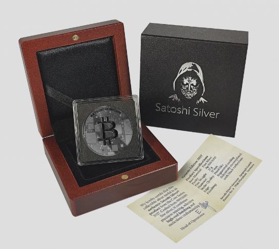 Satoshi Silver Genesis Edition 2027 21 g Silber Ruthenium im Holzetui