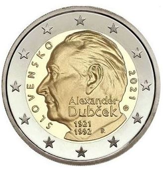 Slowakei 2 Euro 2021 Alexandr Dubček Gedenkmünze