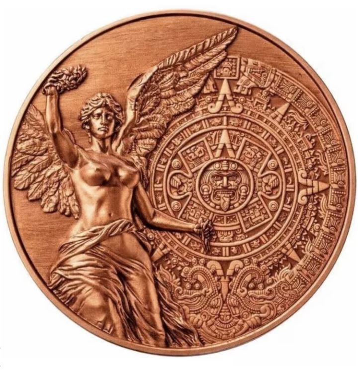 Angel of Mexico 1 kg Kupfermedaille Engel der Unabhängigkeit Sonnenstein